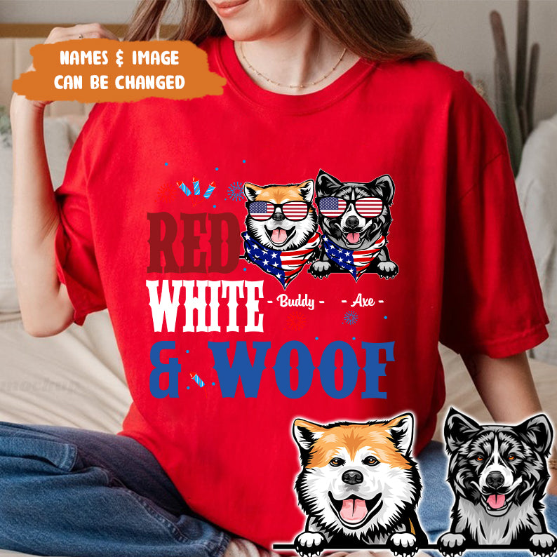 Petthouse | Personalized Red White & Woof Dog Dog 4th Of July Shirt, Birthday Gift For Dad, Grandpa