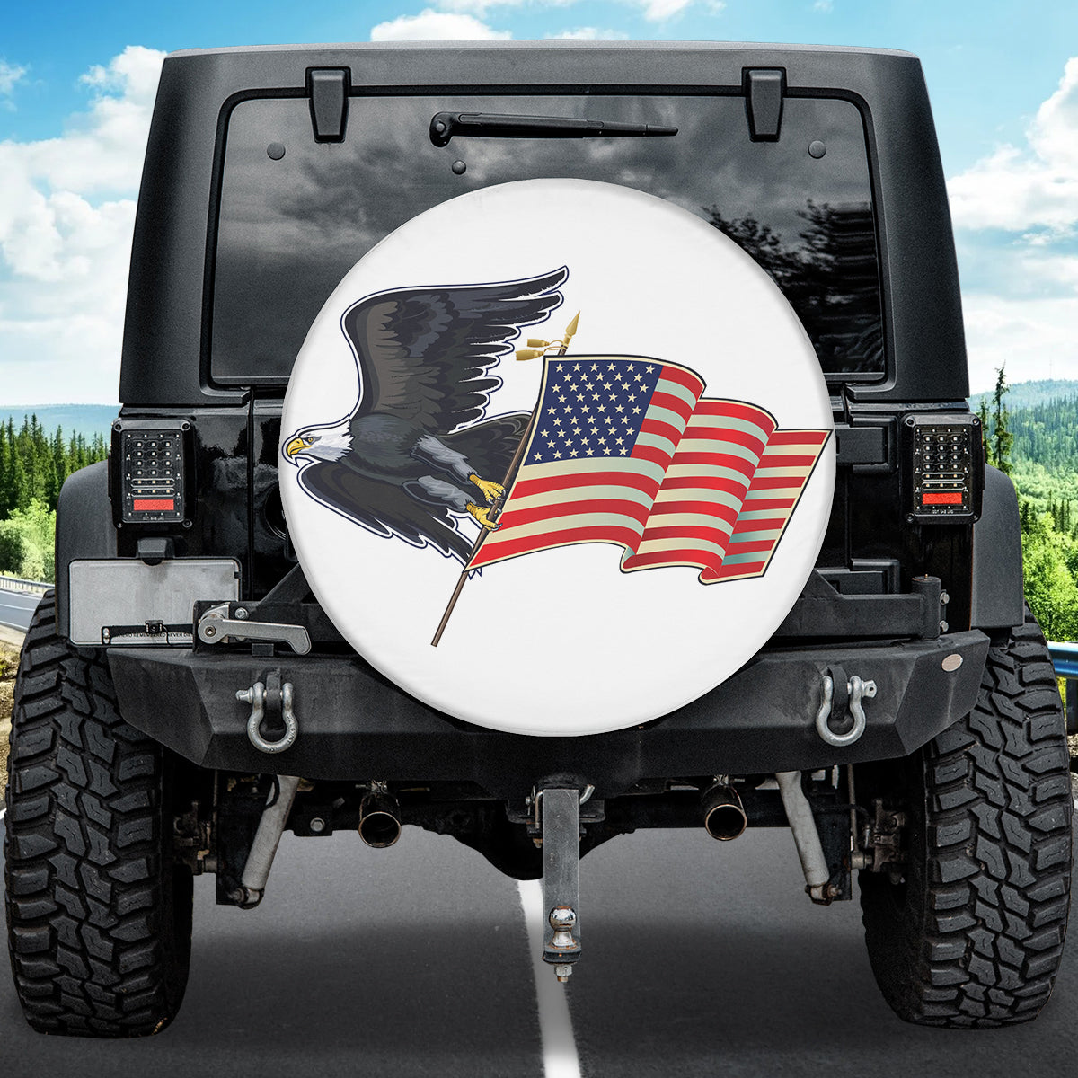 Petthouse | American Flag Spare Tire Cover Eagle Patriotic Spare Tire Cover Eagle Camper Wheel Accessories