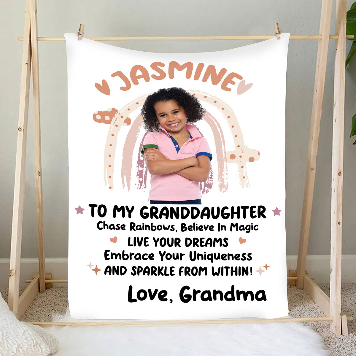 Petthouse | Customized To My Granddaughter Travel Blanket, Love Message Gifts From Grandparent, Chase Your Rainbows