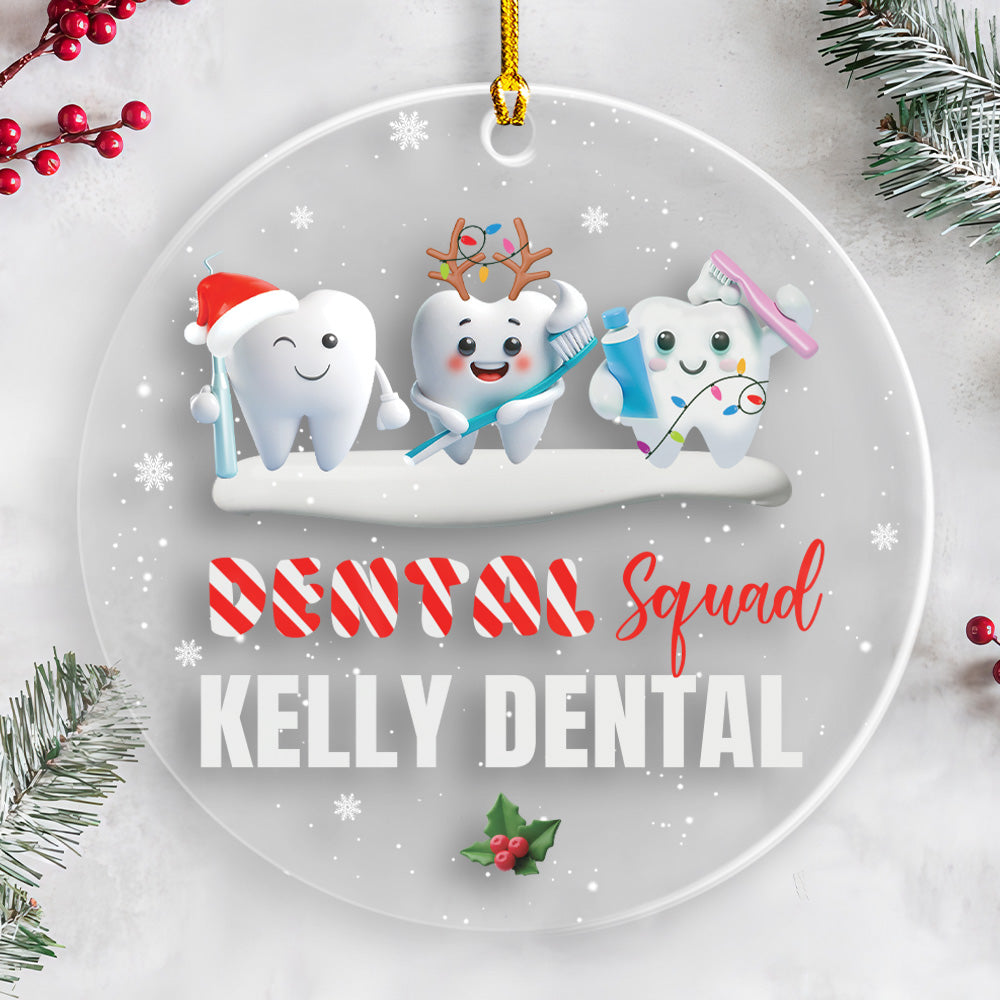 Petthouse | Personalized Dental Squad Ornament, Custom Brand Name, Dental Office Gift, Work Anniversary Gift