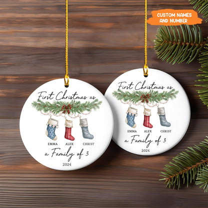 Petthouse | Personalized First Christmas As A Family Of 4 Ornament, First Christmas Bauble, Baby First Xmas