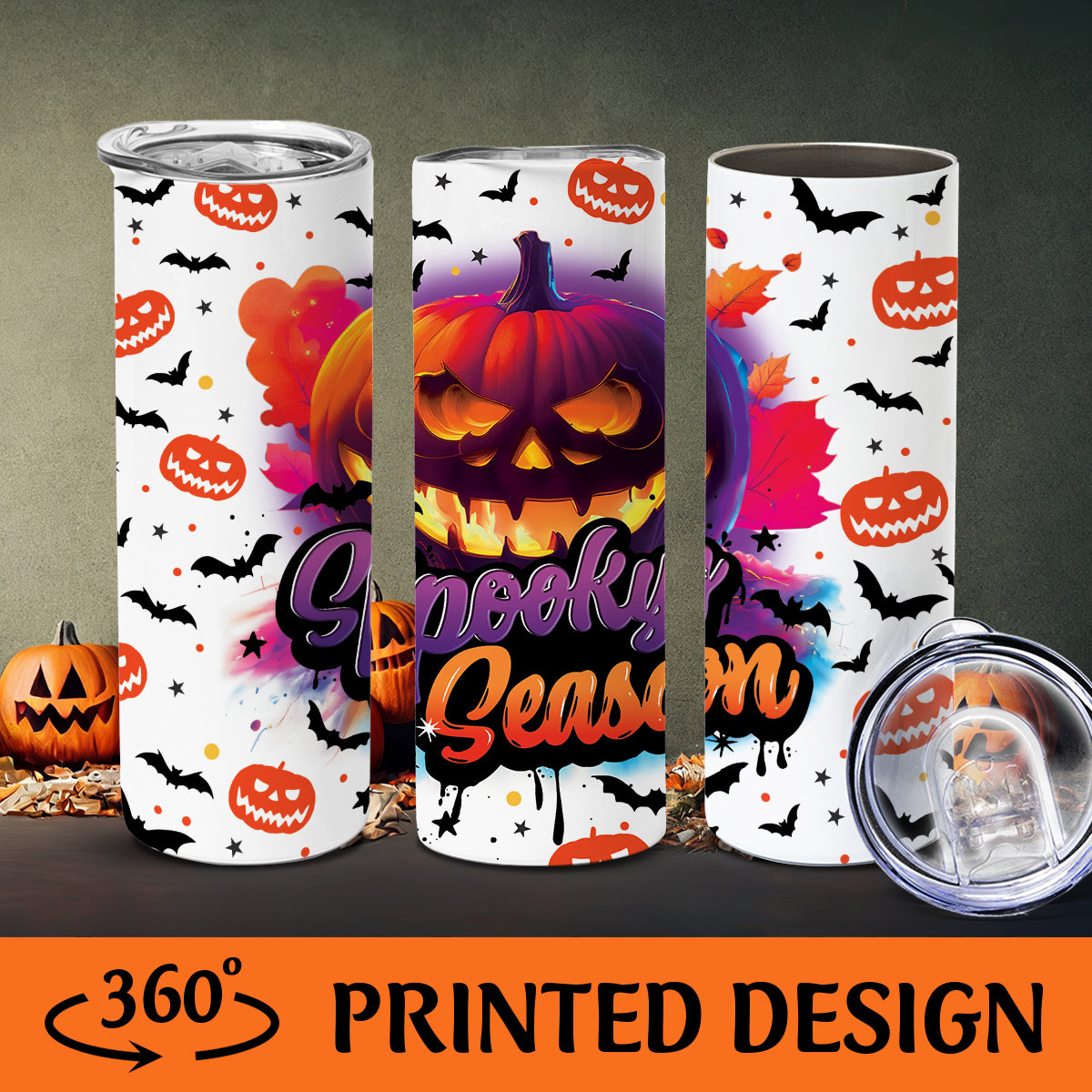 Petthouse | Pumpkin Halloween Tumbler Wrap, Spooky Season 20 Oz Tumbler, Pumpkin Tumbler Wrap Retro