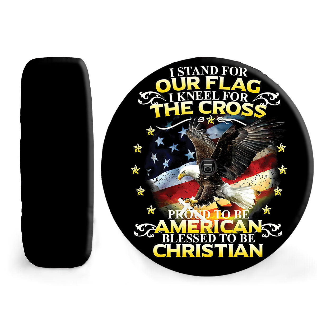 Petthouse | Eagle Usa Flag Kneel For The Cross Spare Wheel Cover Jesus Christian Car Tire Spare Tire Cover