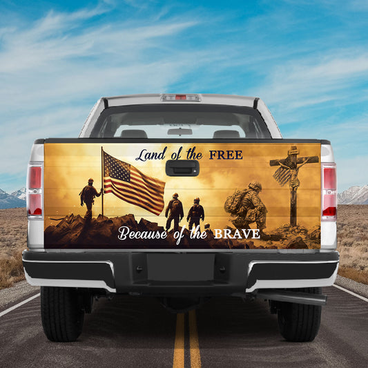 Petthouse | Jesus American Veteran Vinyl Tailgate Land Of The Free Because Of The Brave Memorial Day Gift