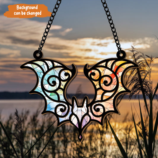 Petthouse | Bat Halloween Suncatcher Gothic Decor Faux, Dark Aesthetic Spooky Window Charm, Bat Spooky