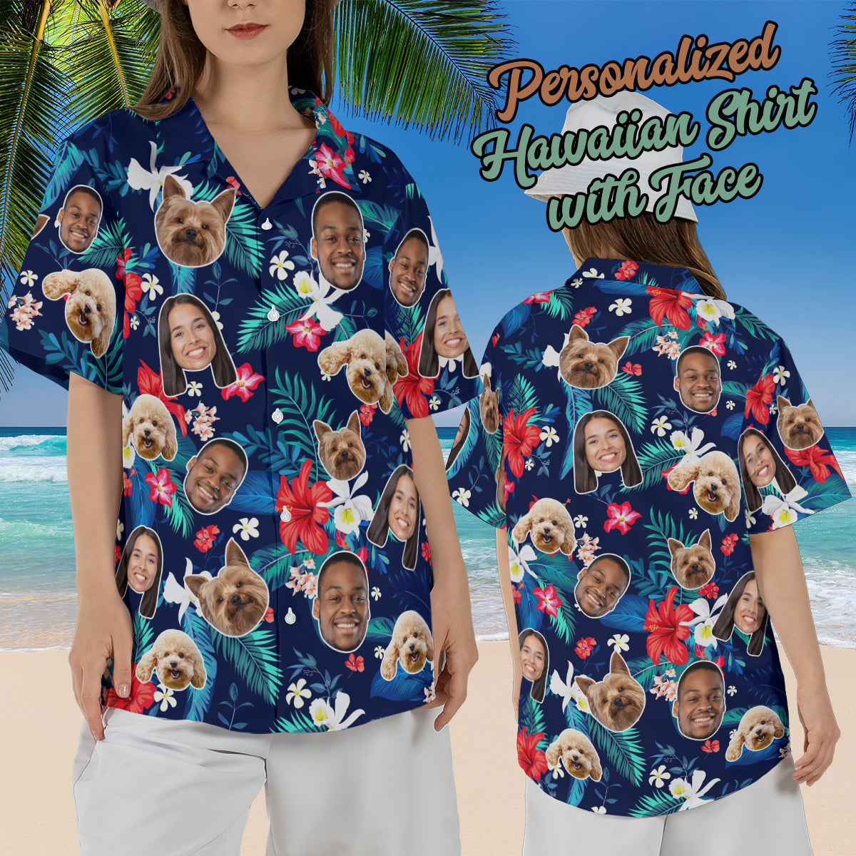 Petthouse | Custom Hawaiian Shirt Dog Cat Face Holiday Tropical Pattern, Bachelor Party Summer