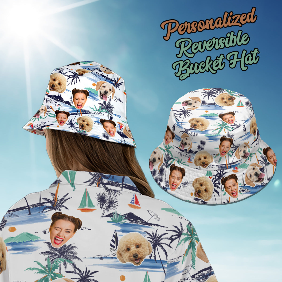 Petthouse | Custom With Pet Face Men Women Funny Hawaiian Shirts, Tropical Floral For Beach Gifts