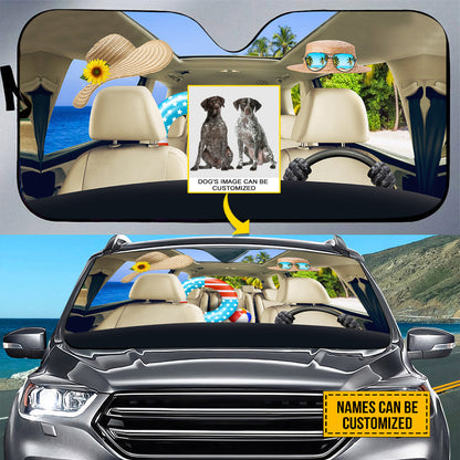 Petthouse | Custom Photo Sunshade For Car German Shorthaired Pointer Go To Beach Car Sun Shade Windshield