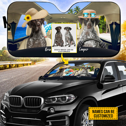 Petthouse | Custom Photo Sunshade For Car German Shorthaired Pointer Go To Beach Car Sun Shade Windshield