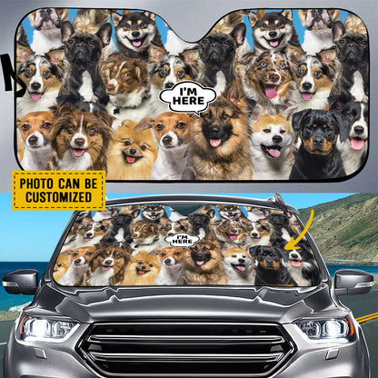 Petthouse | Customizable Gift Dog Sunshade German Shepherd I’m Here Car Sunshade Sun Visor For Car Windshield