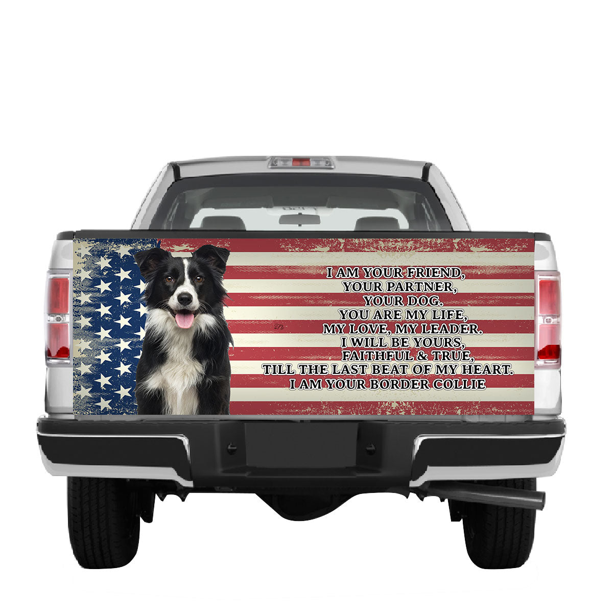 Petthouse | I Am Your Border Collie Dog Tailgate Wrap American Flag Tailgate Wrap Dog Mom Dog Dad