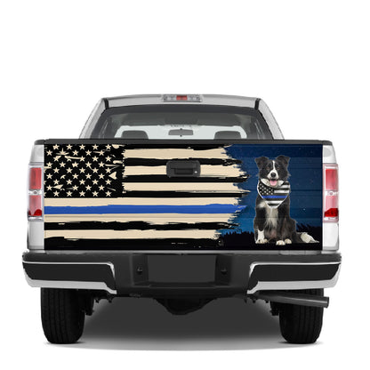 Petthouse | Tailgate Wrap Police Border Collie The Thin Blue Line Tailgate Wrap For Truck Tailgate