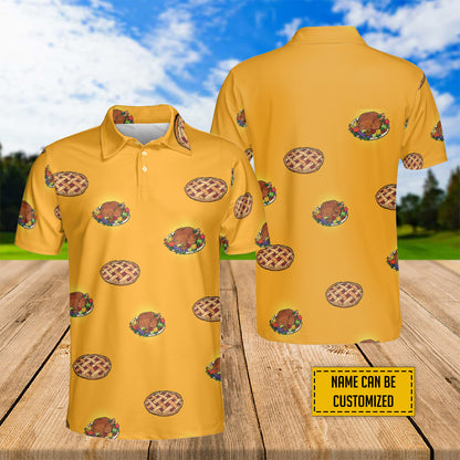 Petthouse | Personalized Name Berry Pie And Fried Turkey Happy Thanksgiving Polo Shirt Gift For Family Celebration