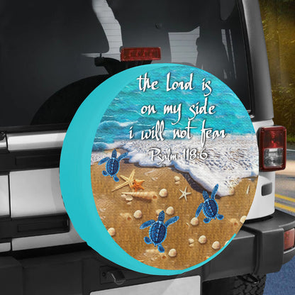 Petthouse | Sea Turtle Beach Scenery Spare Wheel Cover The Lord Is On My Side Christian God Bible Verse