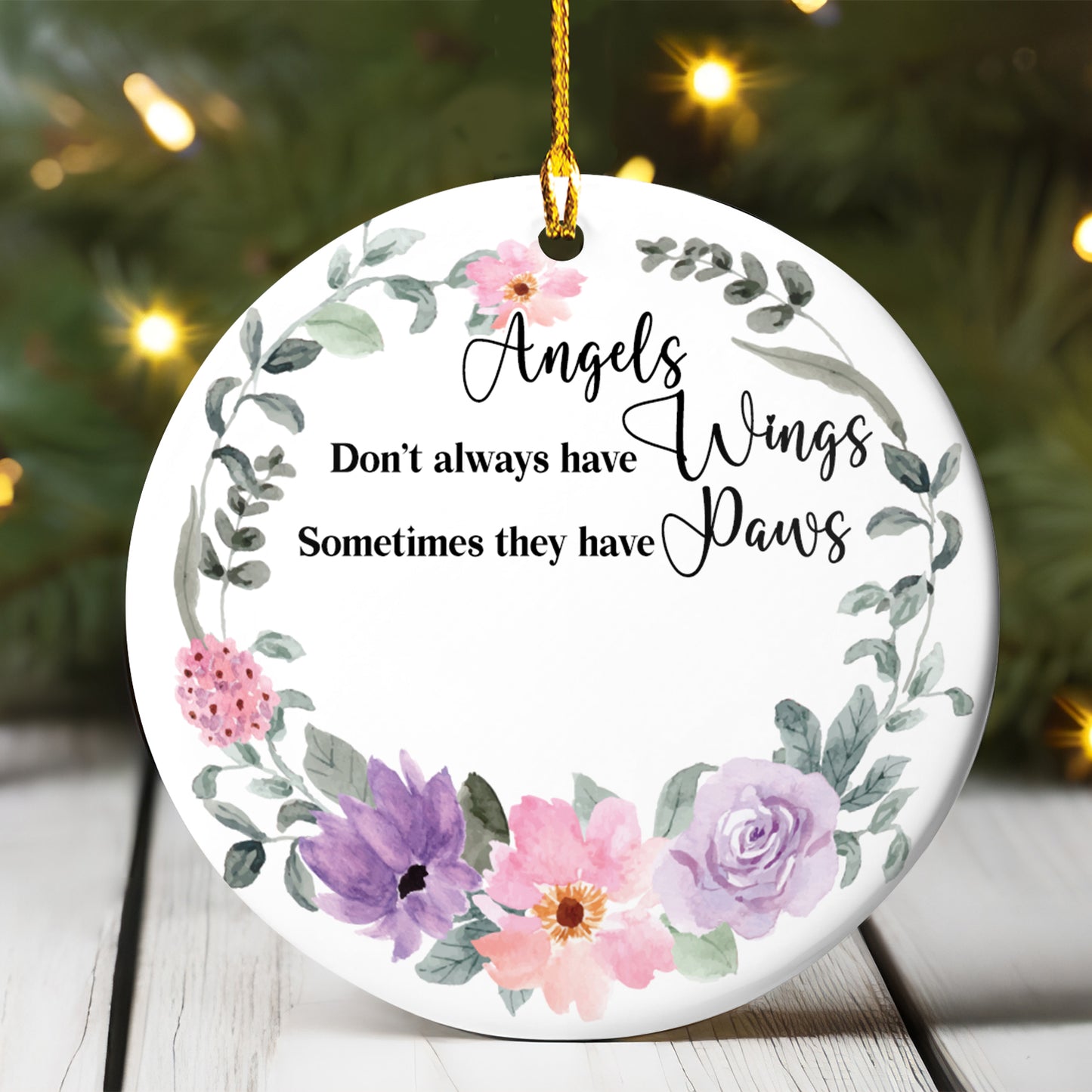 Petthouse | Personalize Dog Ornament, Angel Don't Always Have Wings Some Have Paws, Floral Wreath Dog