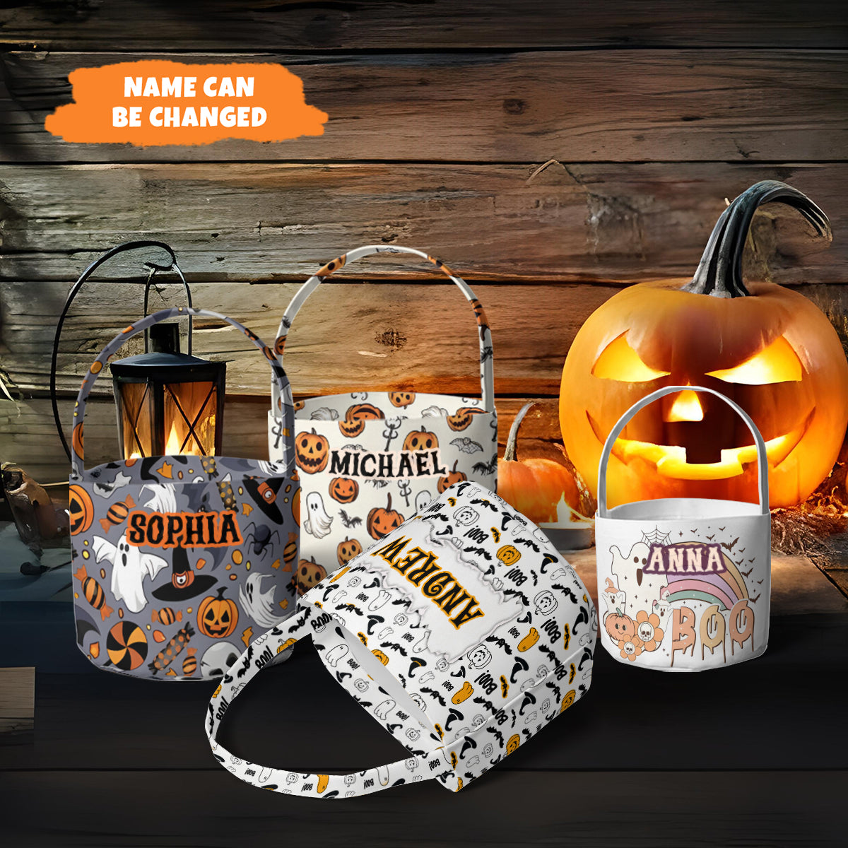 Petthouse | Personalized Trick Or Treat Bag, Bat Trick-or-treat Bucket, Candy Halloween Kids