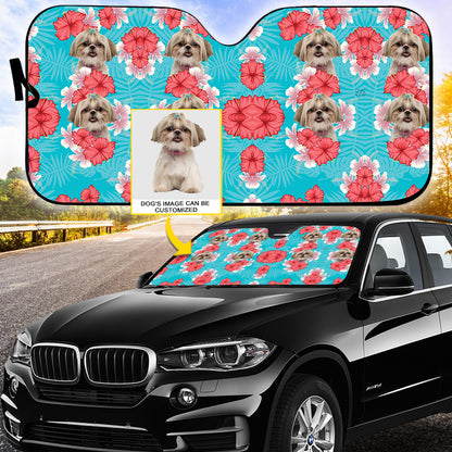 Petthouse | Personalized Dog Sunshade Cute Shih Tzu Hawaii Pattern Car Sun Shade Windshield Sun Visor