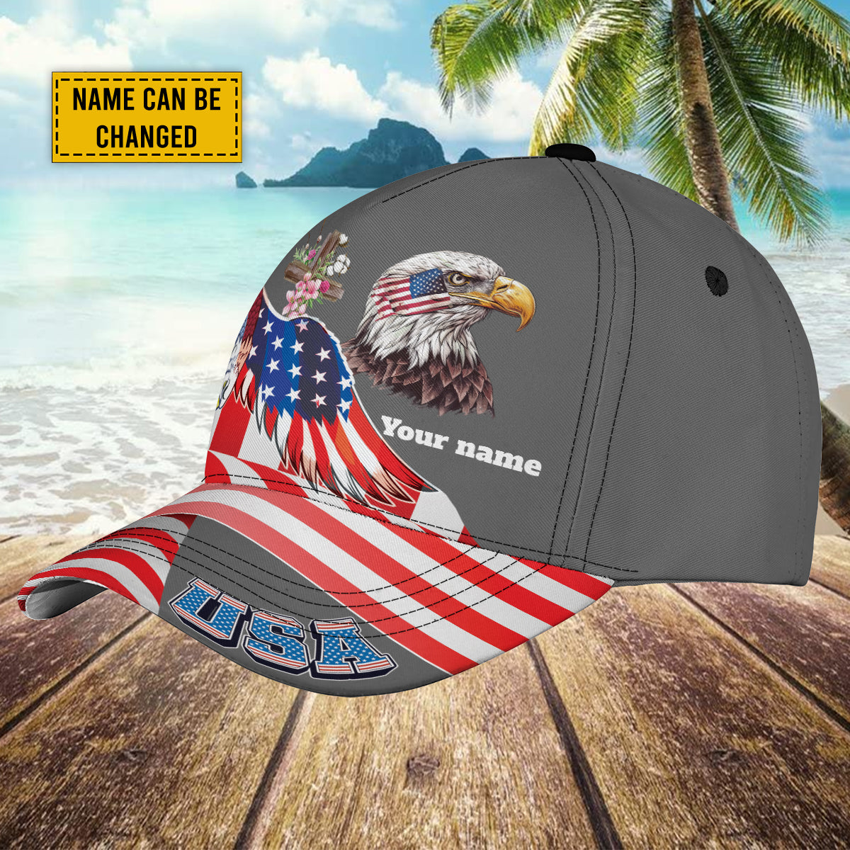 Petthouse | Customized Us Eagle America Flag Baseball Cap Christian Cross Floral Summer Hat Independence Day Gifts