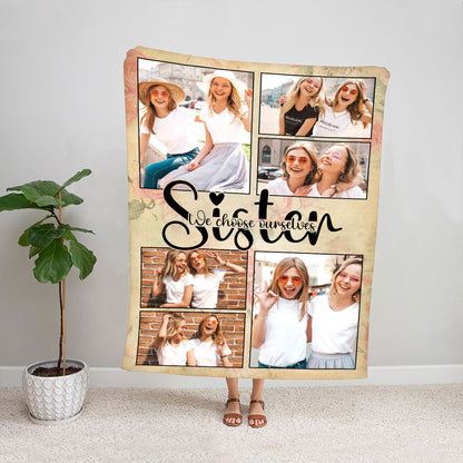 Petthouse | Customized Photo Fleece Blanket To My Best Friends, Sisters We Choose Ourselves Throw Blanket For Bestie