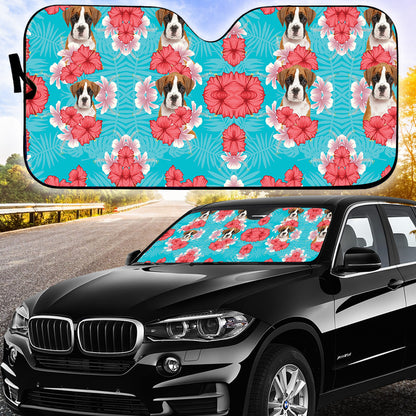 Petthouse | Dog Sunshade Custom Photo Sun Shade Boxer Hawaii Pattern Car Sun Shade Windshield Sun Visor