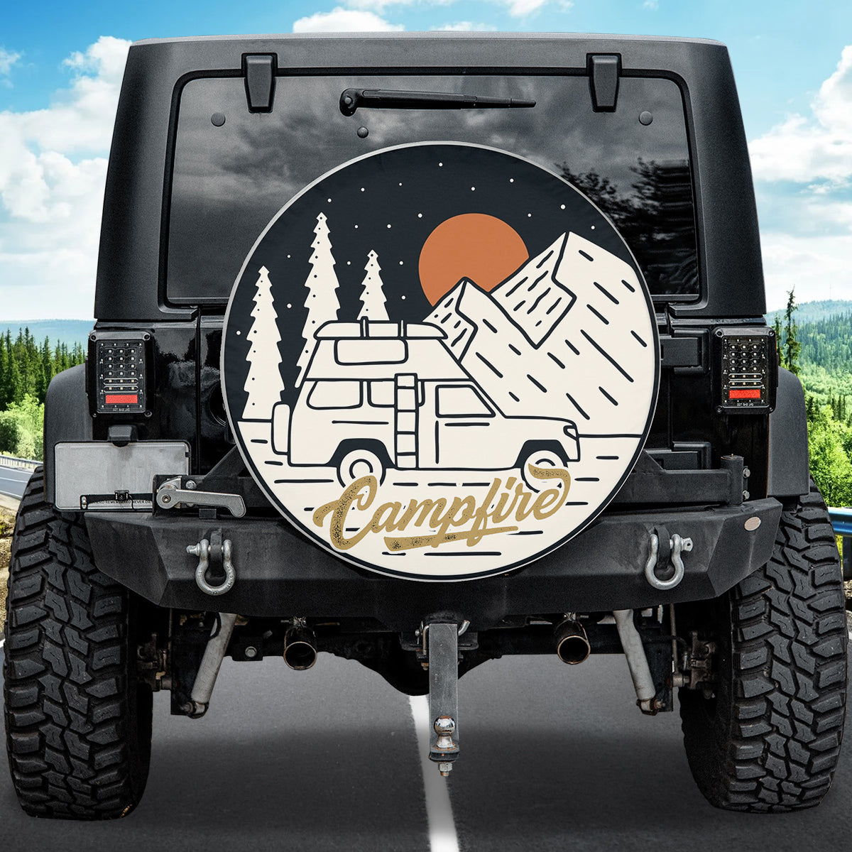 Petthouse | Camping Car Forest Night Tire Protector Campfire Wheel Tire Covers Universal Spare Tire Cover