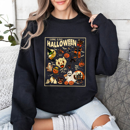 Petthouse | Long Live Halloween Shirt, Vintage Retro Halloween Shirt, Spooky Season, Pumpkin Black Cat