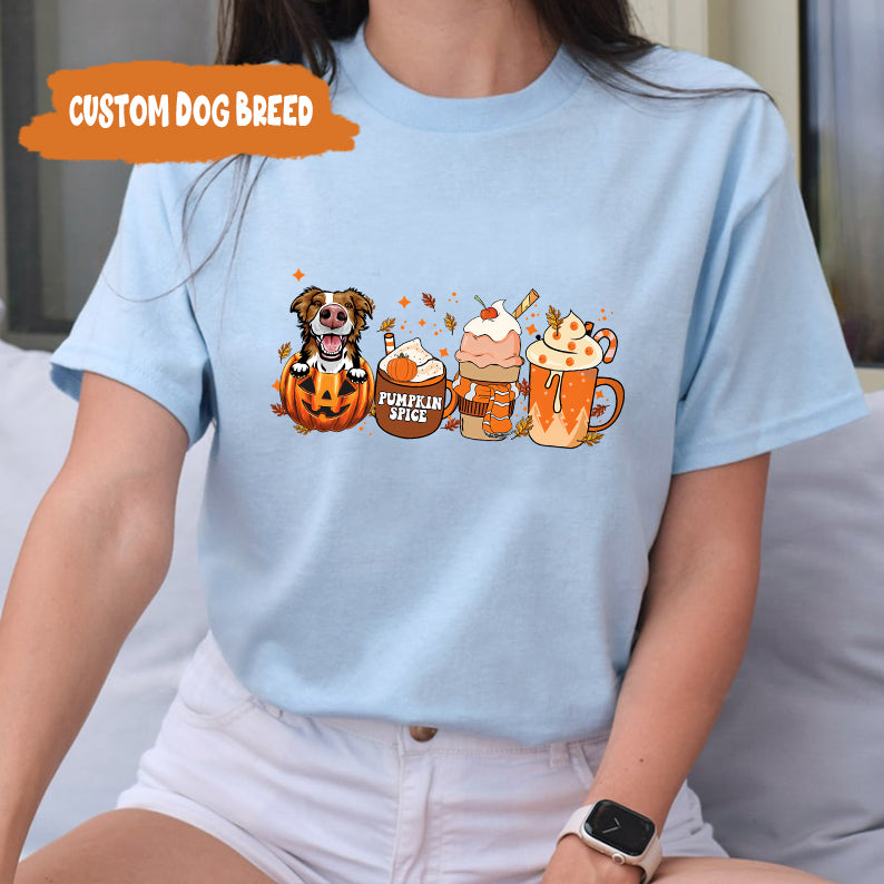 Petthouse | Custom Border Collie Dog Halloween Shirt, Dog Fall Shirt, Pumpkin Spice Latte Coffee Shirt