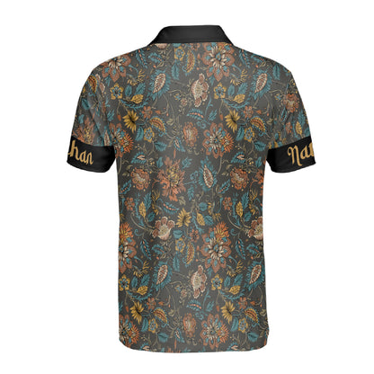 Petthouse | Personalized Indian Paisley Floral Seamless Pattern Polo Shirt Flowers Art Vintage