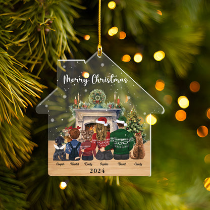 Petthouse | Personalized Family Ornament, Family Christmas Ornament With Pets, Family And Pet Ornament