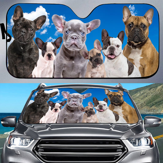 Petthouse | French Bulldog Windshield Sunshade Adorable Dog Sunshade Car Accessories Christmas Decor Car