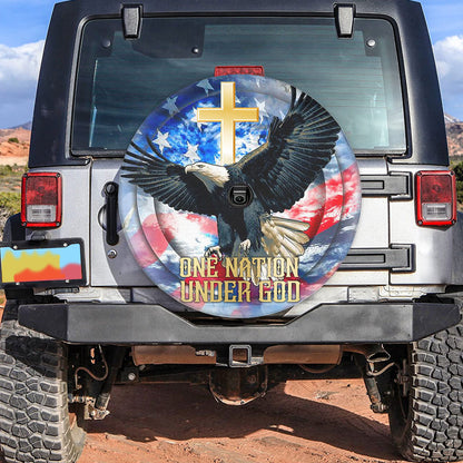 Petthouse | Eagle Usa Flag One Nation Under God Custom Tire Cover Christian American Lover Pastor Spare Tire Cover