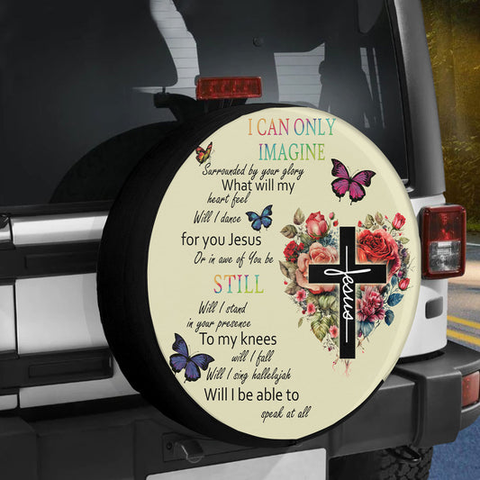 Petthouse | Christian Cross Floral Car Tire Cover Christian I Can Only Imagine Tire Storage Bag Spare Tire Cover