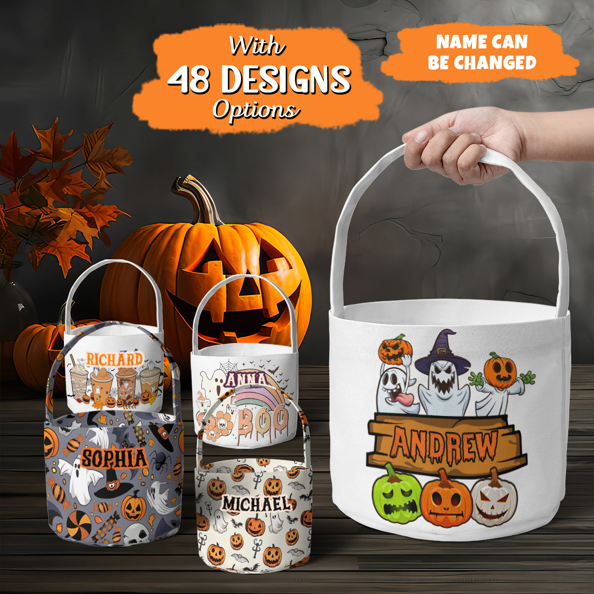 Petthouse | Personalized Halloween Bag, Kids Trick Or Treat Bag, Halloween Candy Bag, Halloween Treat Bag