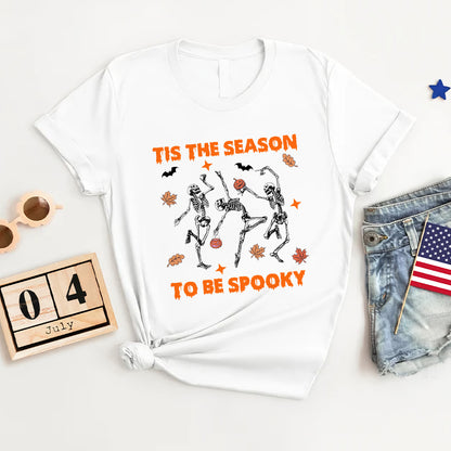 Petthouse | Dancing Skeleton Pumpkin It Shirt, Spooky Season Skeleton Shirt, Spooky Vibes Halloween