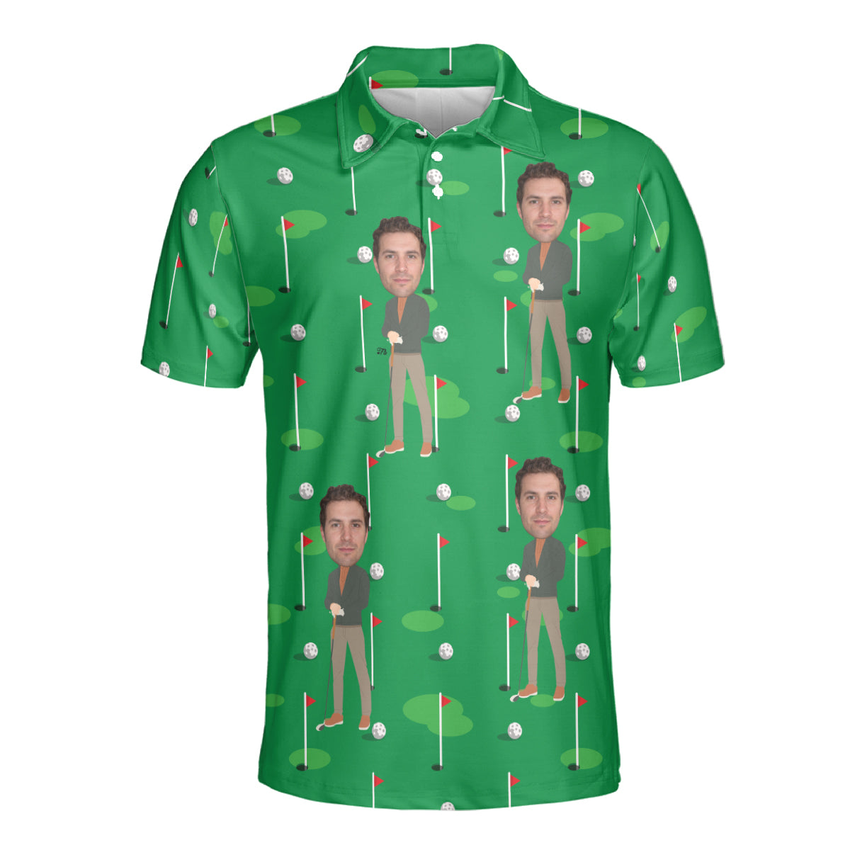 Petthouse | Customized Picture Golfer Golf Field Seamless Pattern Polo Shirt Golf Sport Shirt Gift For Golf Players