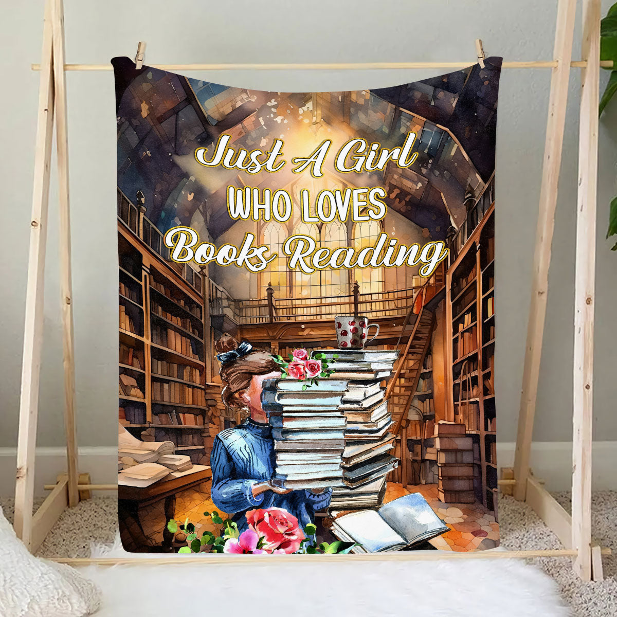 Petthouse | Just A Girl Who Loves Books Reading Cuddling For Book Lovers, Bookish Gift For Nerds, Literary Blanket