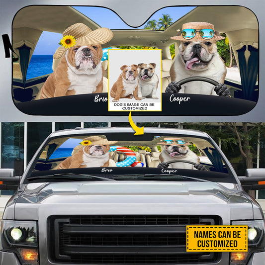 Petthouse | English Bulldog Go To Beach Sunshade Windshield Sun Shade Customized Sun Shade Dog Lovers