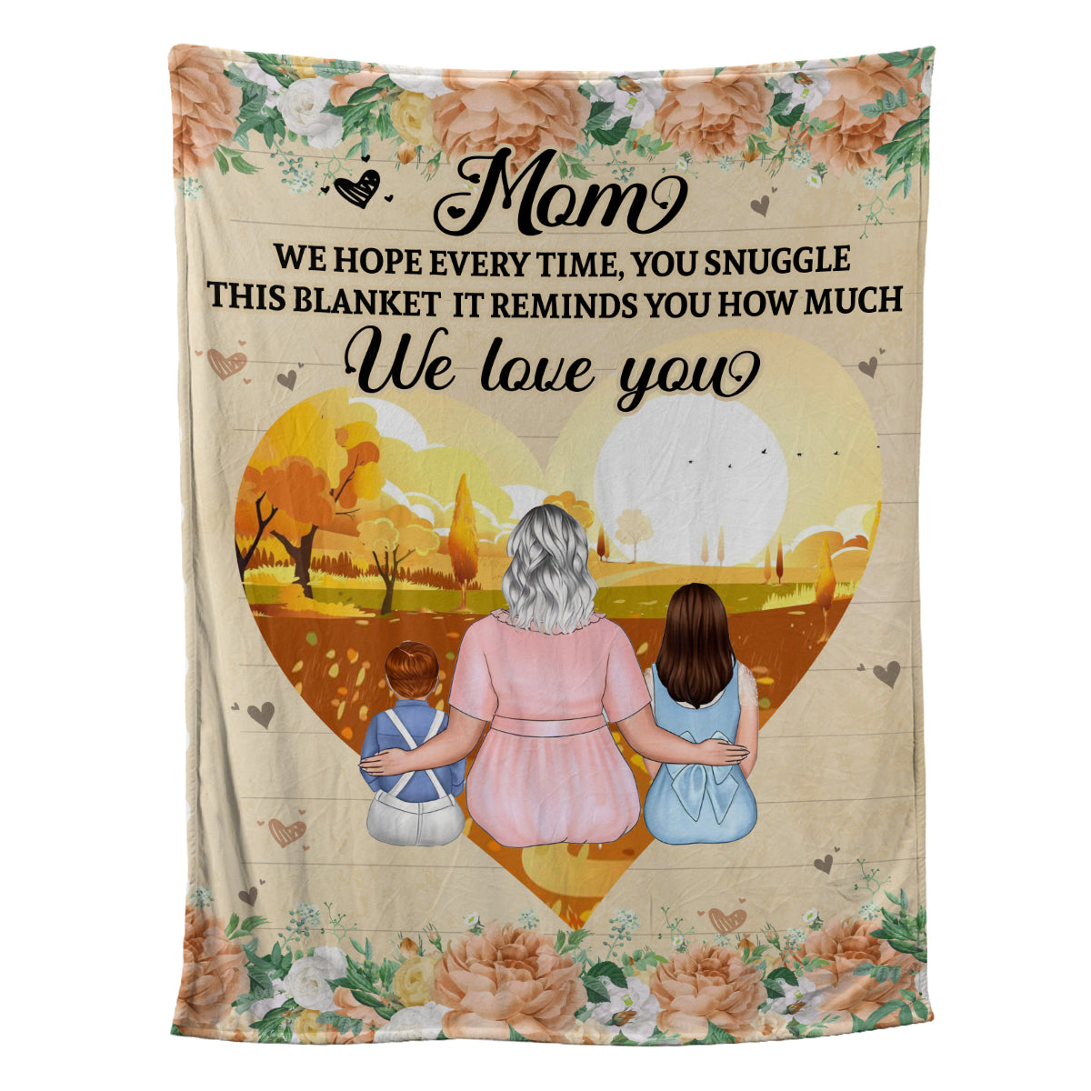 Petthouse | Personalized Mother & Children Fleece Blanket, We Love Mommy Travel Blanket, Mom Birthday Popular Mother's