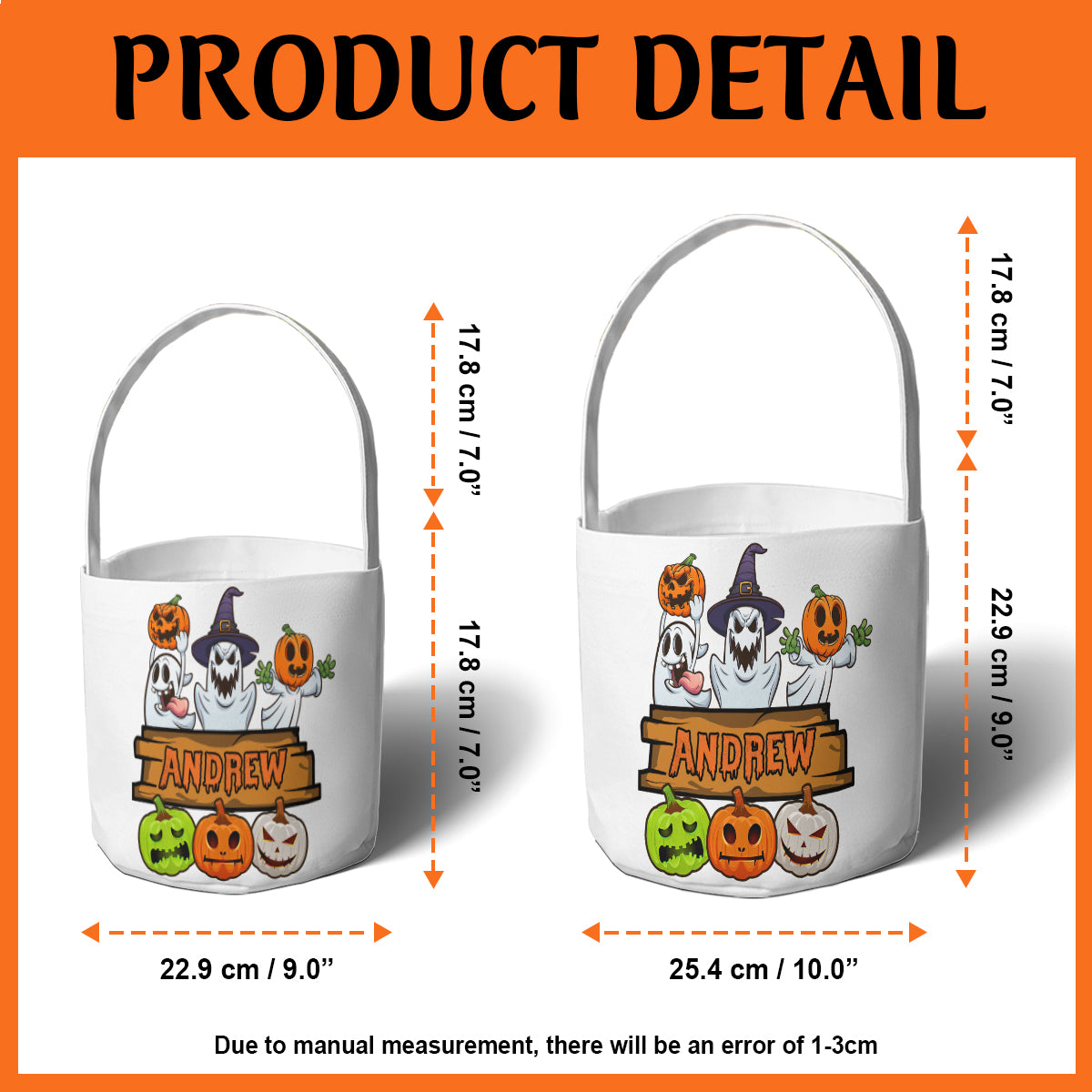 Petthouse | Personalized Halloween Bag, Kids Trick Or Treat Bag, Halloween Candy Bag, Halloween Treat Bag