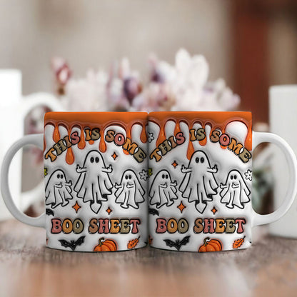 Petthouse | Halloween Ghost Mug, Ghost Ghouls Halloween Inflated 3d, This Is Some Boo Sheet Mug