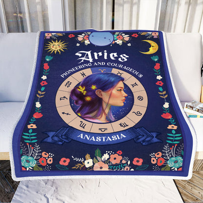 Petthouse | Customized Aries Zodiac Feature Cozy Blanket To Little Niece, Zodiac Home Decor, Aries Characteristic Gift