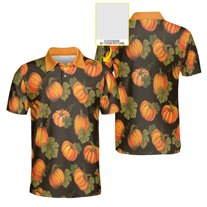 Petthouse | Personalized Organic Farm Vegetables Seamless Pattern With Orange Pumpkins Polo Shirt