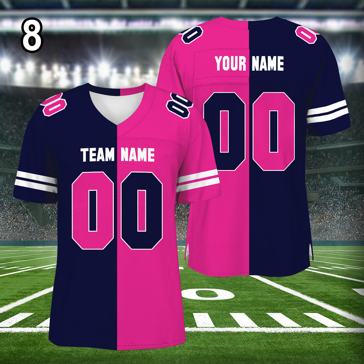 Petthouse | Custom Any Two Football Team, Personalized Team Name And Number Football Jersey, V-neck Short Sleeve Jersey Shirt, Football Jerseys