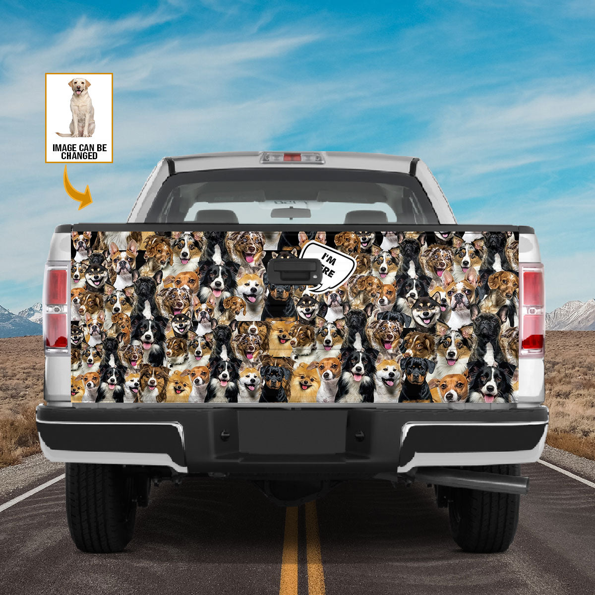 Petthouse | Labrador Retriever I’m Here Tailgate Wrap A Bunch Of Dogs Truck Tailgate Decal Labrador