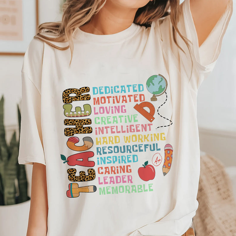 Petthouse | Teacher Dedicated Motivated Loving T Shirt, Back To School T Shirt, Teacher Doodles