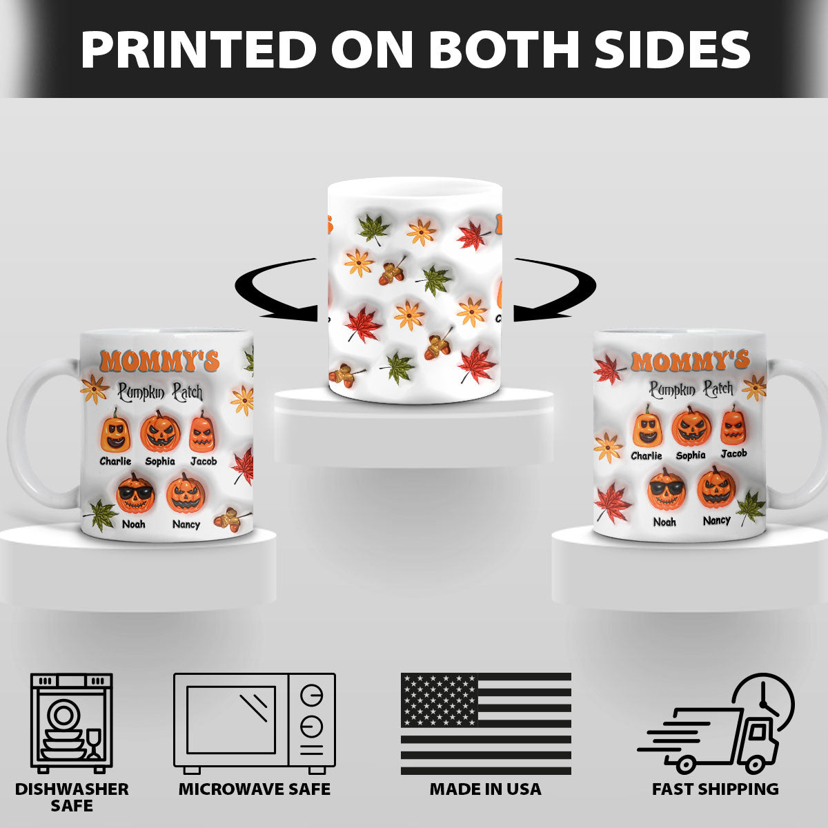 Petthouse | Custom Mommy Pumpkin 3d Inflated Effect Mug, Grandma's Pumpkin Patch Mug Gift For Mom