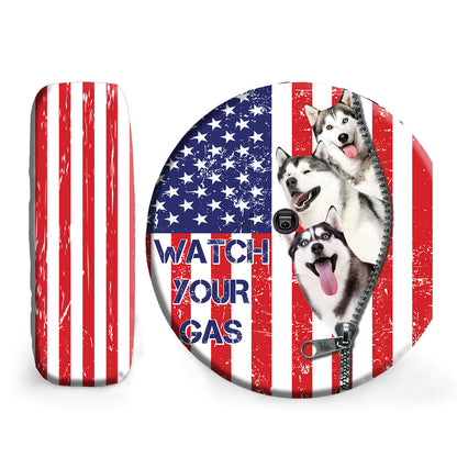 Petthouse | Custom Photo Personalized Spare Tire Cover Siberian Husky Watch Your Gas Tire Cover For Car