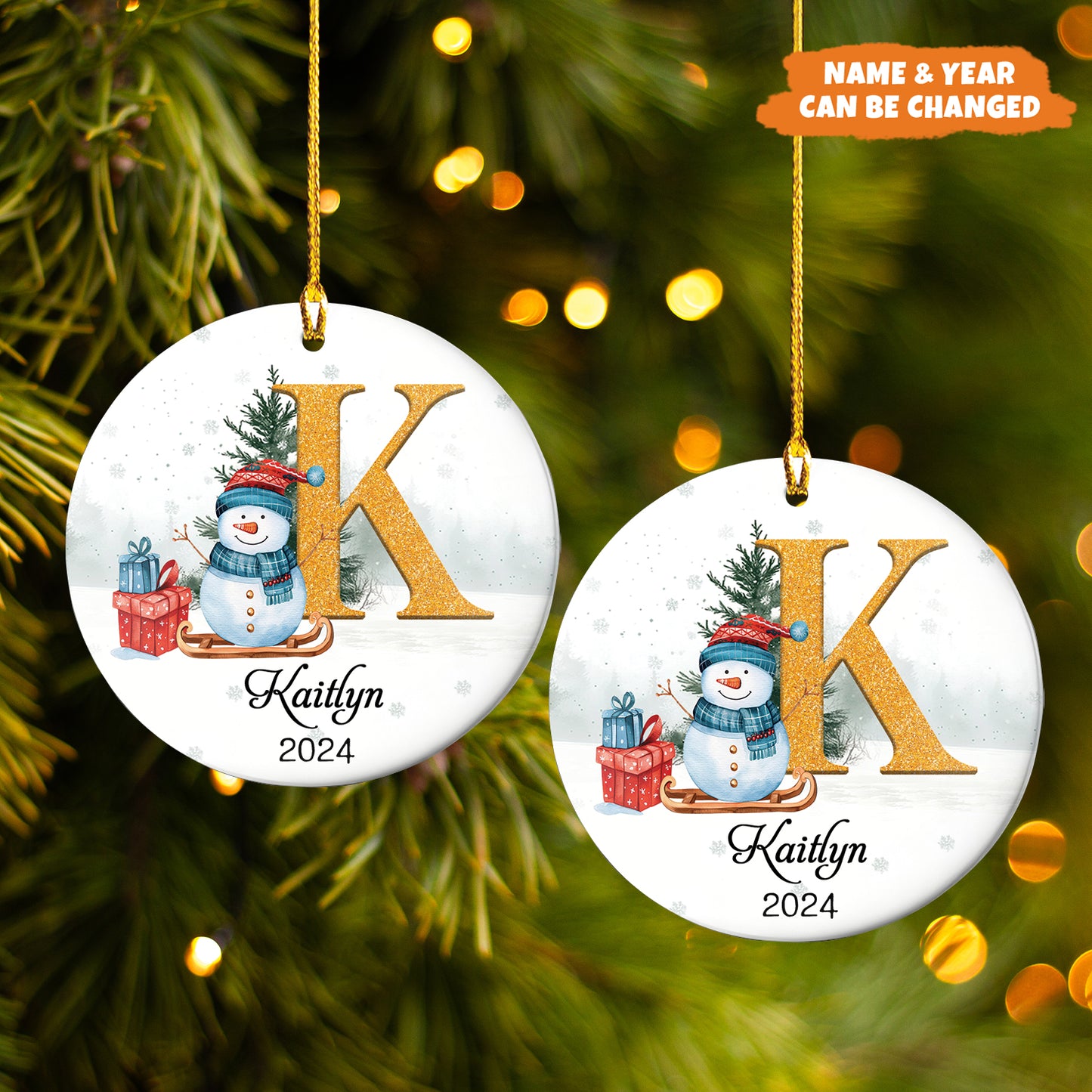 Petthouse | Personalized Letter Name Ornaments, 2024 Family Ornament, Family Christmas, Christmas Gift