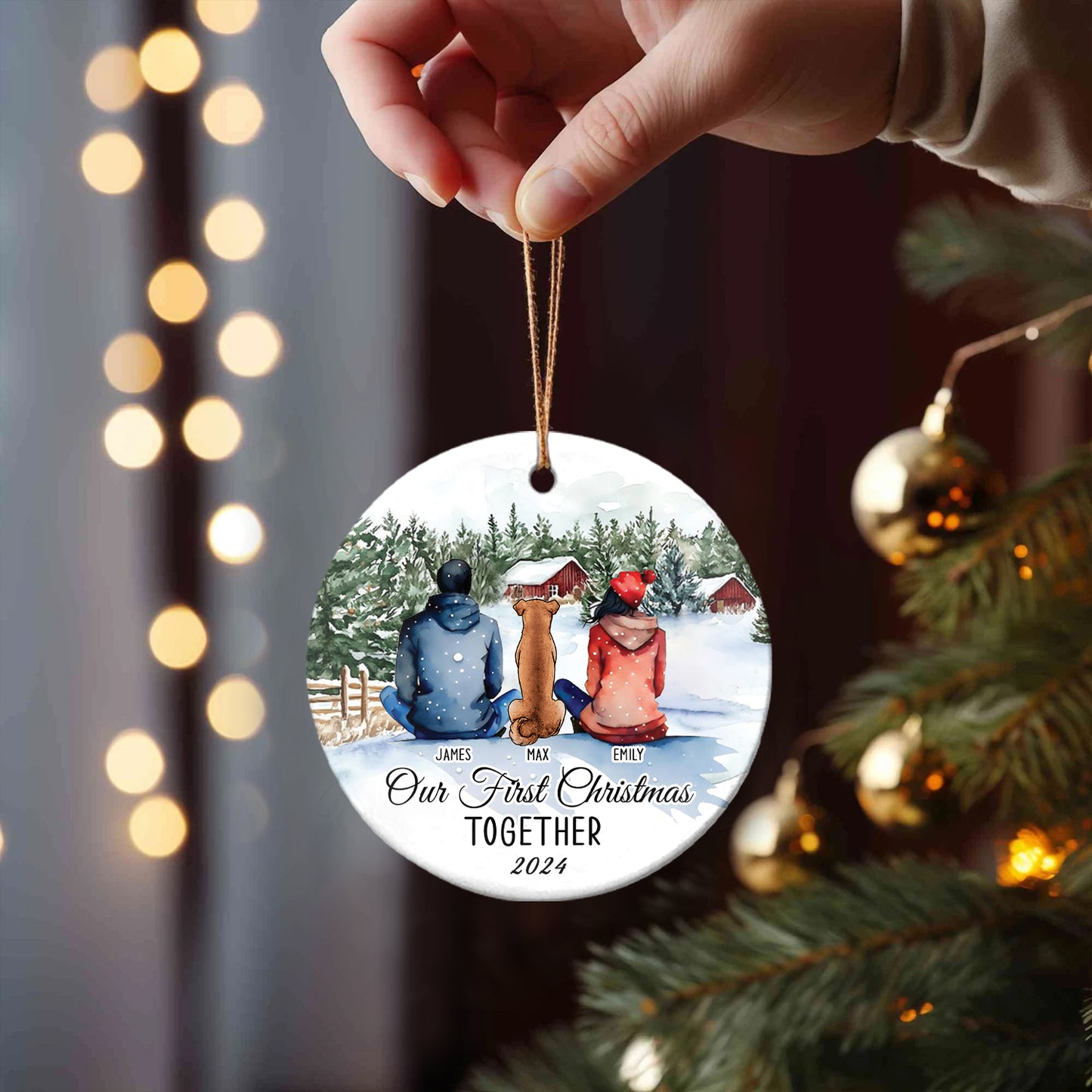 Petthouse | Our First Christmas Together Ornament, Custom Family With Pet Ornament 2024, Family Ornament