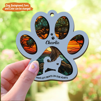 Petthouse | Personalized Tree Of Life Dog Memorial Gifts For Loss Of Dog, Paw Print Memorial Suncatcher